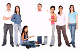casual+people+with+a+white+board+in+the+middle