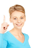 woman+with+her+finger+up
