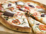 Tomato+Mozzarella+Aubergine+and+Basil+Pizza