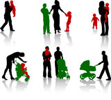 The+isolated+silhouettes+of+parents+with+children.