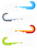 Vector+illustration+of+cool+lined+splash+wave+graphic+elements+coming+from+a+retro+cloudscape.