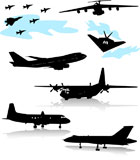 Collection+of+silhouettes+of+various+planes