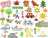 Set+of+editable+vector+illustrations+of+children%27s+drawings