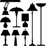 Vector+silhouette+set+of+lamps+and+lighting
