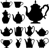 Teapots+and+cups+-+vector+silhouette+set