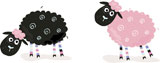 Black+and+pink+sheeps.+Vector+Illustration+of+funny+sheeps.+In+2+color+variants.+