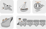Vector+Illustration+of+transportation+icons.+Includes+airplane%2C+sailboat%2C+helicopter%2C+ship+and+train.