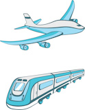 Vector+illustration+of+Modes+of+transport.+Cute+transportation+icons
