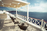 summer cafe at Oia, Santorini island, Greece 