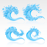 Set of four waves on a white background.