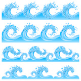 Set from of the four borders with the waves (can be repeated and scaled in any size)