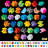 3D+Multicolor+Isometric+Letters+and+Numbers.+Vector+Design+Font