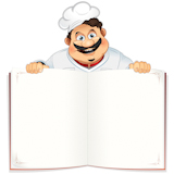 Funny+Chef+with+Blank+Cookbook%2C+Menu+or+Notepad