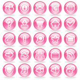 Pink+Glass+Web+Buttons.+Vector+Set