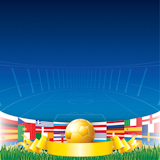 Football+Background.+Euro+2012+Championship+Flags+and+Golden+Soccer+Cup.
