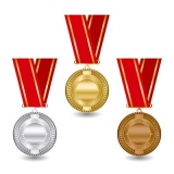 Gold silver and bronze medals
