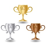 Gold silver and bronze cup