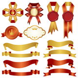 set of gold and red ribbon