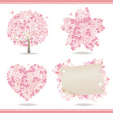 set of spring cherry blossom