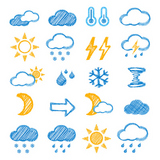 Weather+icons+doodles+hand+drawn+set+on+white