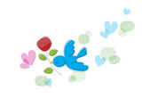 Bluebird and a red rose