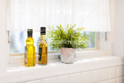 キッチンの出窓に置かれた観葉植物 商用利用可能な写真素材 イラスト素材ならストックフォトの定額制ペイレスイメージズ