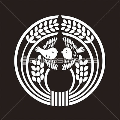 抱き稲に対い雀 むかいすずめ 商用利用可能な写真素材 イラスト素材ならストックフォトの定額制ペイレスイメージズ