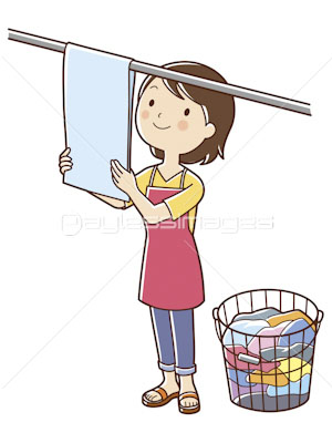 洗濯物を干す女性 商用利用可能な写真素材 イラスト素材ならストックフォトの定額制ペイレスイメージズ