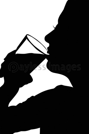 水を飲む女性シルエット 商用利用可能な写真素材 イラスト素材ならストックフォトの定額制ペイレスイメージズ