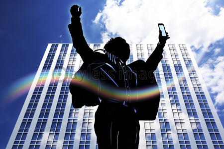 万歳をするビジネスマンシルエット 商用利用可能な写真素材 イラスト素材ならストックフォトの定額制ペイレスイメージズ