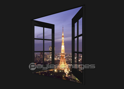 窓から東京タワーの夜景 ストックフォトの定額制ペイレスイメージズ
