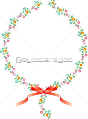 リボン結び花の円形飾り枠 ストックフォトの定額制ペイレスイメージズ