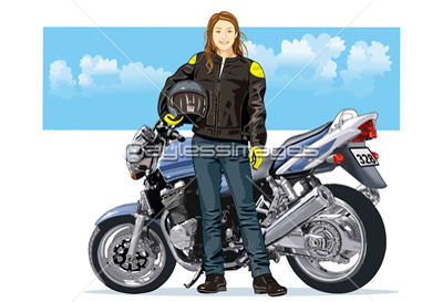 バイクの女性 商用利用可能な写真素材 イラスト素材ならストックフォトの定額制ペイレスイメージズ