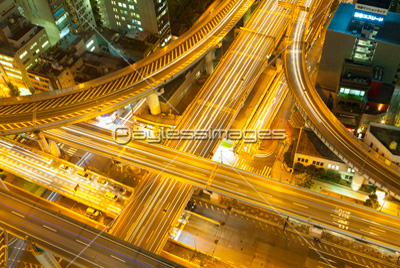 阪神高速西船場ジャンクション夜景 ストックフォトの定額制ペイレスイメージズ