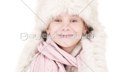happy girl in winter hat