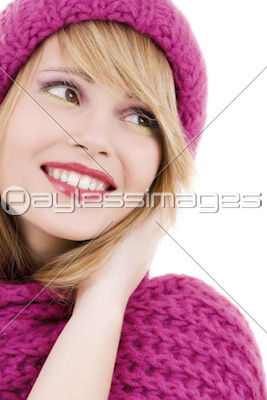 happy teenage girl in hat