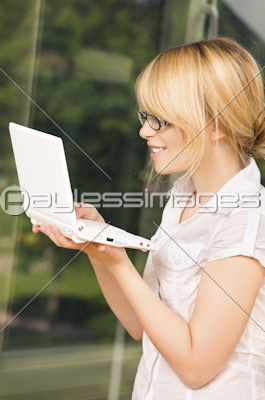 office girl with laptop computer