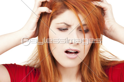 unhappy,redhead,woman