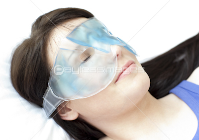Portrait of a teen girl with a eyes mask relaxing