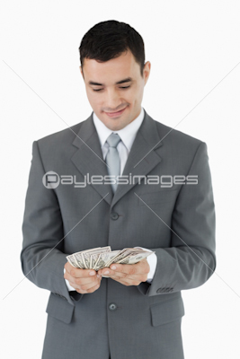 Businessman counting bank notes