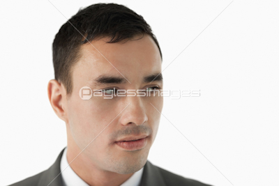 Close up of businessman looking to his left