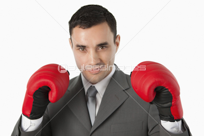 Close up of businessman prepared to fight