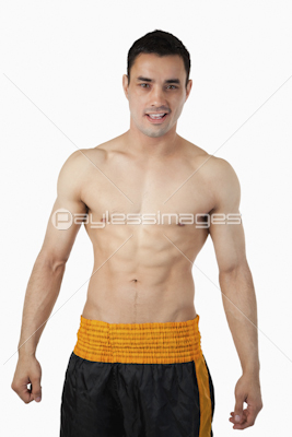 Sporty young man in boxer shorts
