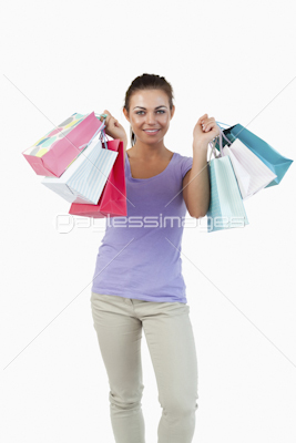 Young female after shopping tour