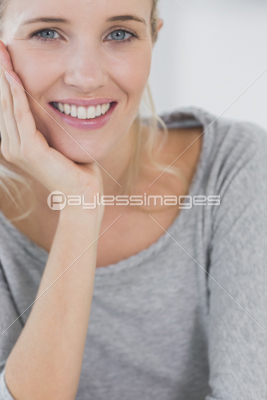 Pretty blonde woman smiling