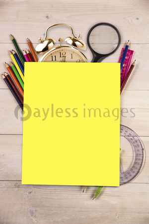 Students desk with yellow page