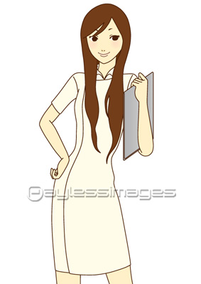 エステティシャン風の白衣を着た女性（Aiイラスト・ベクターデータ）