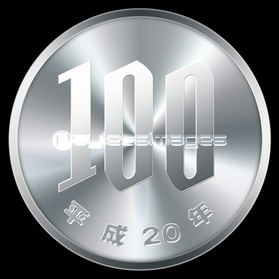 100円硬貨 斜めアングル 黒背景 商用利用可能な写真素材 イラスト素材ならストックフォトの定額制ペイレスイメージズ