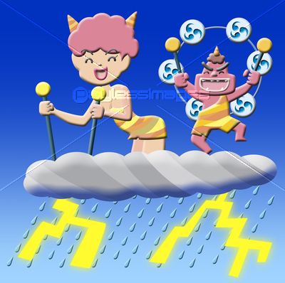 雷様の夫婦 商用利用可能な写真素材 イラスト素材ならストックフォトの定額制ペイレスイメージズ