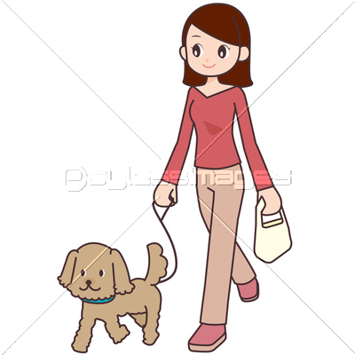 犬と散歩をする女性 商用利用可能な写真素材 イラスト素材ならストックフォトの定額制ペイレスイメージズ